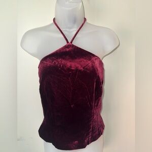 Finity Vintage Y2K Burgundy Wine Red Velvet Halter Top